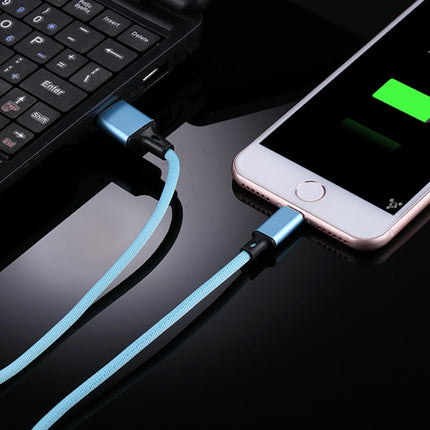 1m 2A USB to 8 Pin Nylon Weave Style Data Sync Charging Cable(Blue)-garmade.com