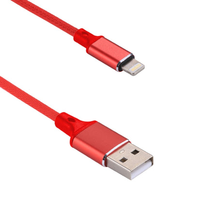 1m 2A USB to 8 Pin Nylon Weave Style Data Sync Charging Cable(Red)-garmade.com