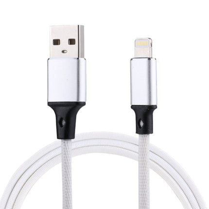 1m 2A USB to 8 Pin Nylon Weave Style Data Sync Charging Cable(White)-garmade.com