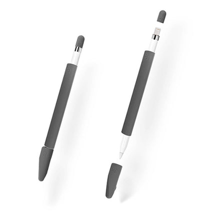 For Apple Pencil Creative 4 in 1 Anti-lost (Pencil Cap + Pencil Point + 2*Penholder Cover) TouchPen Silicone Protective Set(Grey)-garmade.com