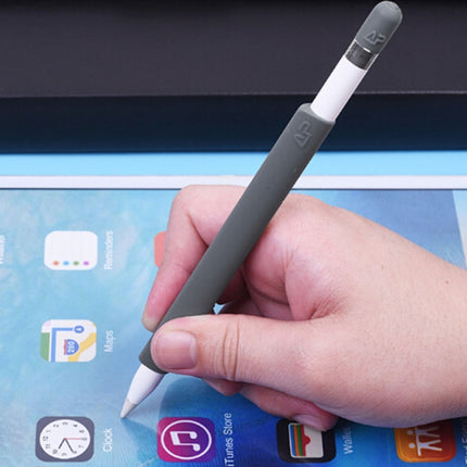 For Apple Pencil Creative 4 in 1 Anti-lost (Pencil Cap + Pencil Point + 2*Penholder Cover) TouchPen Silicone Protective Set(Grey)-garmade.com