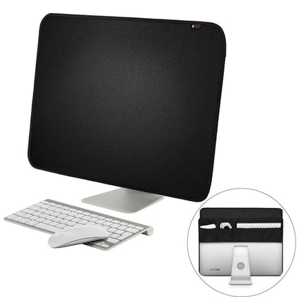For 21 inch Apple iMac Portable Dustproof Cover Desktop Apple Computer LCD Monitor Cover with Pocket, Size: 54.5x38.1cm(Black)-garmade.com