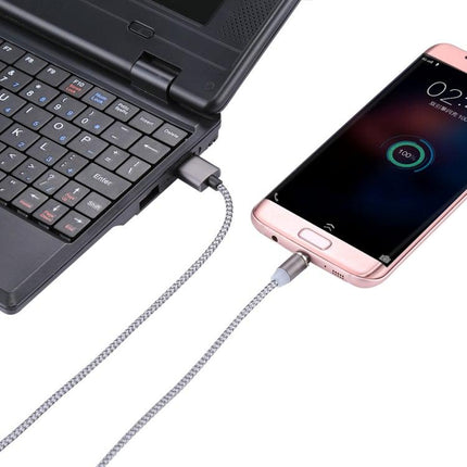 1.05m 8 Pin + Micro USB + USB-C / Type-C to USB Weave Data Sync Charging Cable with LED Indicator-garmade.com
