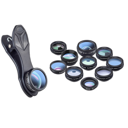 APEXEL APL-DG10 Macro Wide-angle Fisheye Telephoto CPL Flow Filter Radial Filter Star Filter Kaleidoscope 3 & 6 Lens Kit, For iPhone, Samsung, Huawei, Xiaomi, HTC and Other Smartphones, Ultra-thin Digital Camera-garmade.com