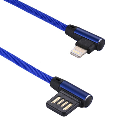 1m 2.4A Output USB to 8 Pin Double Elbow Design Nylon Weave Style Data Sync Charging Cable(Dark Blue)-garmade.com