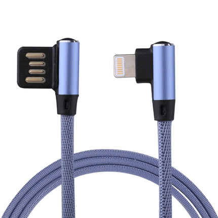 1m 2.4A Output USB to 8 Pin Double Elbow Design Nylon Weave Style Data Sync Charging Cable(Blue)-garmade.com