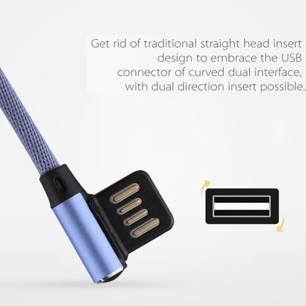 1m 2.4A Output USB to 8 Pin Double Elbow Design Nylon Weave Style Data Sync Charging Cable(Blue)-garmade.com