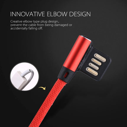 1m 2.4A Output USB to 8 Pin Double Elbow Design Nylon Weave Style Data Sync Charging Cable(Red)-garmade.com