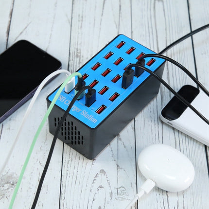 WLX-A5+ 100W 20 USB Ports Charger Station Automatically Assigned Smart Charger with Power LED Indicator, EU Plug-garmade.com