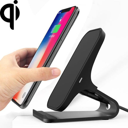 HAMTOD M5 15W Intelligent Dual Coil Design Qi Standard Holder Wireless Charger with Indicator Light, Support Fast Charging(Black)-garmade.com