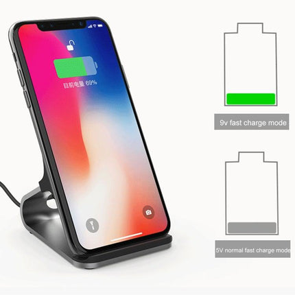 HAMTOD M5 15W Intelligent Dual Coil Design Qi Standard Holder Wireless Charger with Indicator Light, Support Fast Charging(Silver)-garmade.com
