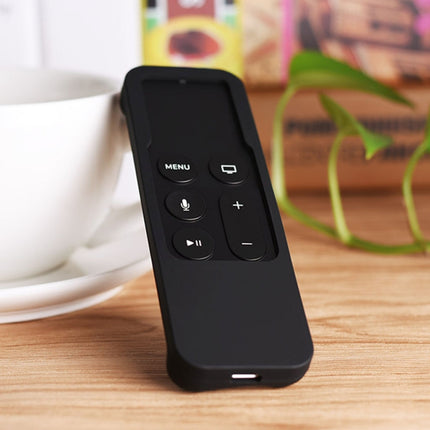 For Apple TV 4th Siri Remote Controller Shockproof Silicone Protective Case Pouch(Black)-garmade.com