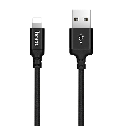 hoco X14 1m Nylon Braided Aluminium Alloy USB to 8 Pin Data Sync Charging Cable(Black)-garmade.com