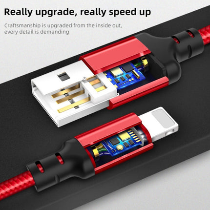 hoco X14 2m Nylon Braided Aluminium Alloy 8 Pin to USB Data Sync Charging Cable(Red)-garmade.com