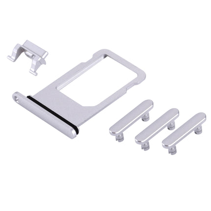 Card Tray + Volume Control Key + Power Button + Mute Switch Vibrator Key for iPhone 8(Silver)-garmade.com