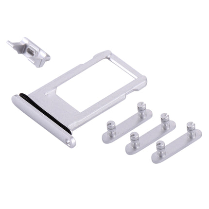 Card Tray + Volume Control Key + Power Button + Mute Switch Vibrator Key for iPhone 8(Silver)-garmade.com