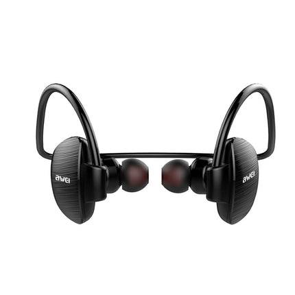 awei A847BL Outdoor Sports IPX4 Waterproof Anti-sweat Fashion After Hanging Design Stereo Bluetooth Earphone(Black)-garmade.com