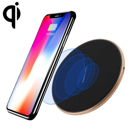 A-1 Round Shape Intelligent Qi Standard Wireless Charger, Support Fast Charging(Black+Gold)-garmade.com