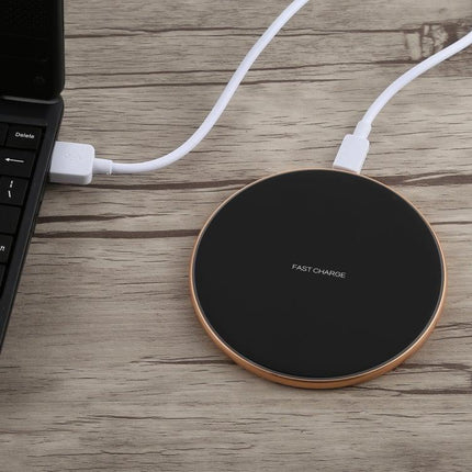 A-1 Round Shape Intelligent Qi Standard Wireless Charger, Support Fast Charging(Black+Gold)-garmade.com