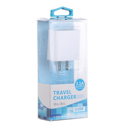 3.1A 3 USB Ports Quick Charger Travel Charger, US Plug(White)-garmade.com