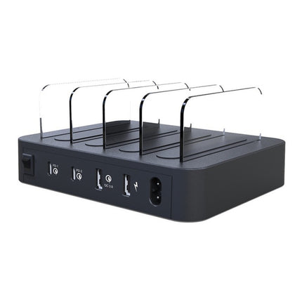 Multi-function AC 100V~240V Output 4 Ports USB-C / Type-C Double PD Detachable Charging Station Smart Charger,Support QC3.0(Black)-garmade.com