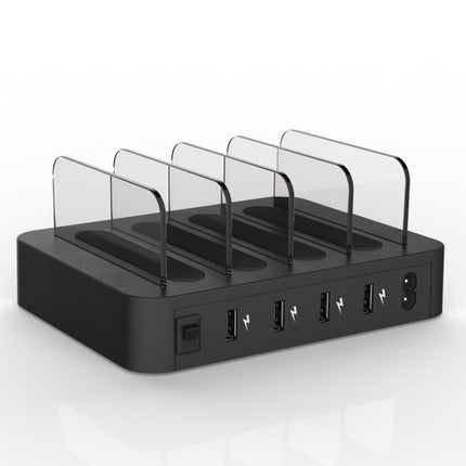 016 Multi-function AC 100V~240V Output 4 Ports USB Detachable Charging Station Smart Charger(Black)-garmade.com