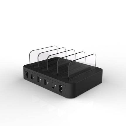 016 Multi-function AC 100V~240V Output 4 Ports USB Detachable Charging Station Smart Charger(Black)-garmade.com