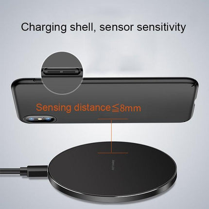 GY-68 Ultra-Thin Aluminum Alloy Wireless Fast Charging Qi Charger Pad(Black Red)-garmade.com