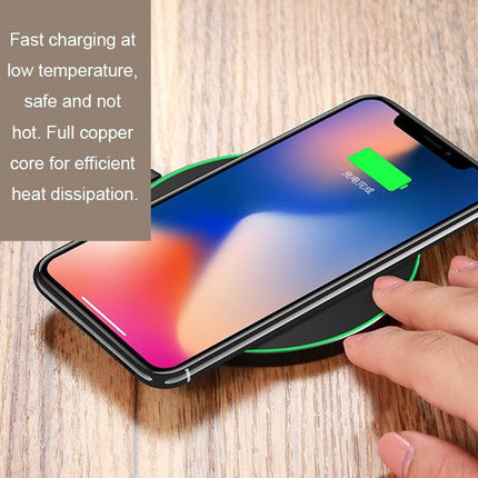 GY-68 Ultra-Thin Aluminum Alloy Wireless Fast Charging Qi Charger Pad(Black Red)-garmade.com