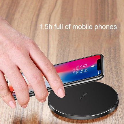 GY-68 Ultra-Thin Aluminum Alloy Wireless Fast Charging Qi Charger Pad(Black Red)-garmade.com