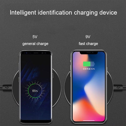 GY-68 Ultra-Thin Aluminum Alloy Wireless Fast Charging Qi Charger Pad(Black Red)-garmade.com