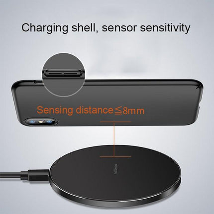 GY-68 Ultra-Thin Aluminum Alloy Wireless Fast Charging Qi Charger Pad(Black)-garmade.com