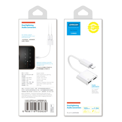 JOYROOM S-Y104 Ben Series Apple Dual Lightning Adapter, Length: 1.2m(White)-garmade.com