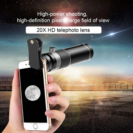 Universal 20X Mobile Phone HD Telephoto Telescope Lens with Tripod & Clip-garmade.com