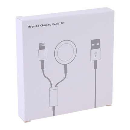 Multi-function 8 Pin Magnetic Charging Cable for iPhone / Apple Watch, Length : 1m (White)-garmade.com