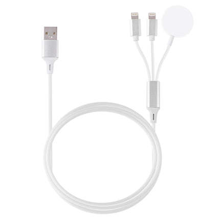 Multi-function 3 In 1 8 Pin Magnetic Charging Cable for iPhone / Apple Watch, Length : 1m (White)-garmade.com