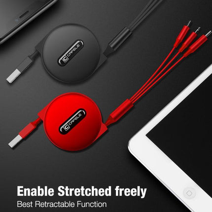 CAFELE 3 In 1 8 Pin + Micro USB + Type-C / USB-C Charging Data Cable, Length: 1.2m(Black)-garmade.com