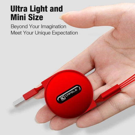 CAFELE 3 In 1 8 Pin + Micro USB + Type-C / USB-C Charging Data Cable, Length: 1.2m(Red)-garmade.com