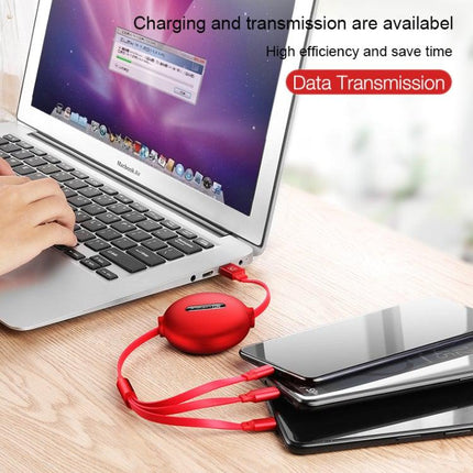 CAFELE 3 In 1 8 Pin + Micro USB + Type-C / USB-C Charging Data Cable, Length: 1.2m(Red)-garmade.com