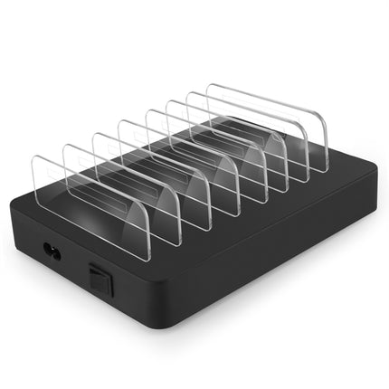 X6 96W 2.4A 8 USB Ports Smart Charger with Detachable Bezel, EU Plug(Black)-garmade.com
