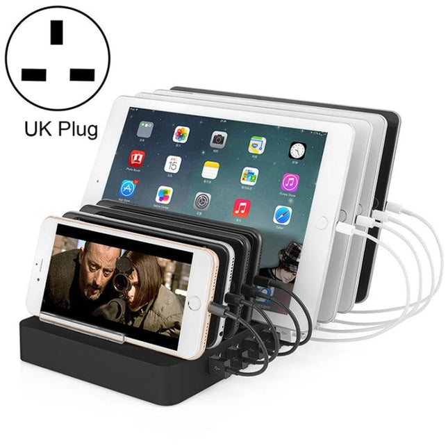 X6 96W 2.4A 8 USB Ports Smart Charger with Detachable Bezel, UK Plug(Black)-garmade.com