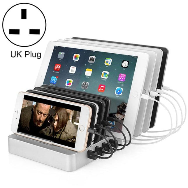 X6 96W 2.4A 8 USB Ports Smart Charger with Detachable Bezel, UK Plug(White)-garmade.com