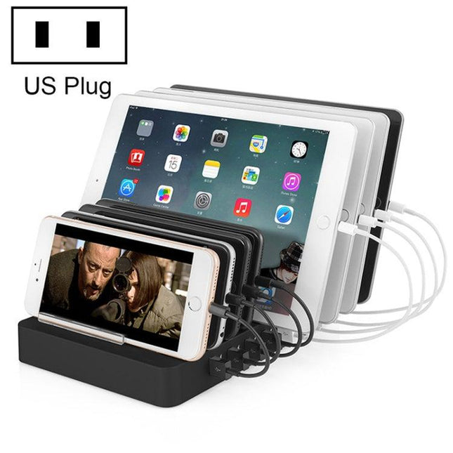 X6 96W 2.4A 8 USB Ports Smart Charger with Detachable Bezel, US Plug(Black)-garmade.com