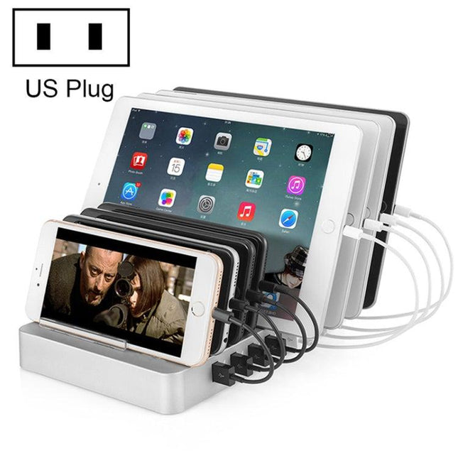 X6 96W 2.4A 8 USB Ports Smart Charger with Detachable Bezel, US Plug(White)-garmade.com