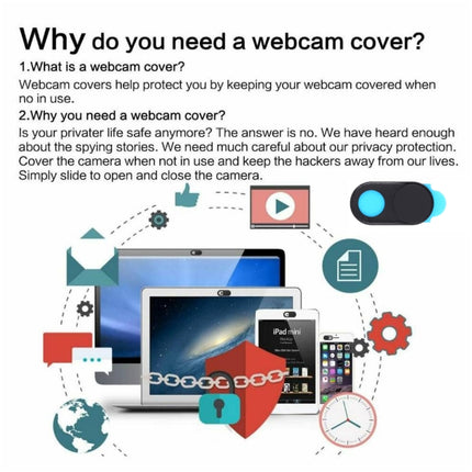 3 PCS Universal Ultra-thin Design Magnet WebCam Cover Camera Cover for Desktop, Laptop, Tablet, Phones(Black)-garmade.com