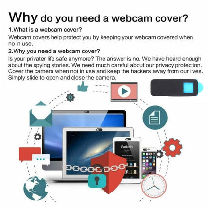 3 PCS Universal Ultra-thin Design Rectangle WebCam Cover Camera Cover for Desktop, Laptop, Tablet, Phones(Black)-garmade.com