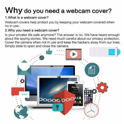 3 PCS Universal Ultra-thin Design Rectangle WebCam Cover Camera Cover for Desktop, Laptop, Tablet, Phones(White)-garmade.com