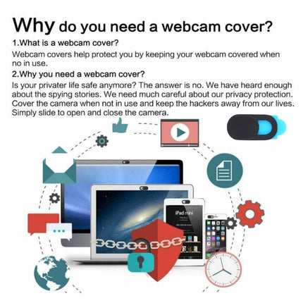 6 PCS Universal Ultra-thin Design WebCam Cover Camera Cover for Desktop, Laptop, Tablet, Phones(Black)-garmade.com