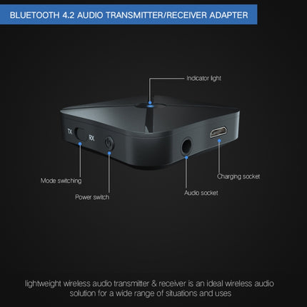 KN319 Wireless Audio 2 in 1 Bluetooth 4.2 Receiver & Transmitter Adapter-garmade.com