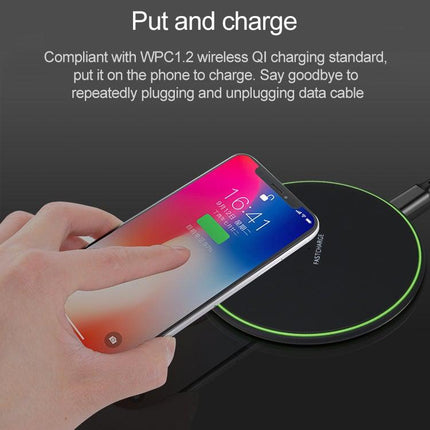 KD-1 Ultra-thin 10W Fast Charging Wireless Charger for Android Phones & iPhone(Black)-garmade.com